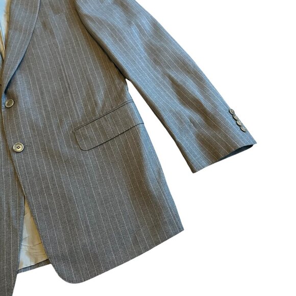 Pal Zileri Grey Pink Pinstripe Blazer Jacket Wool Silk Button Closure Size 52L - Picture 3 of 13